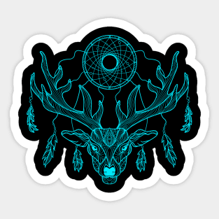 Mandala neon deer design with a deer designed in a mandala style Sticker